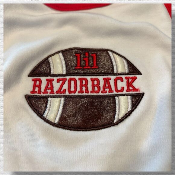 Arkansas “Lil Razorbacks” Embroidered Football Bib With Red Trim NWOT - Picture 2 of 5